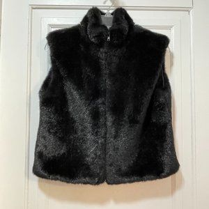 New Cejon Vest Small Black Full Zip Faux Fur Vest